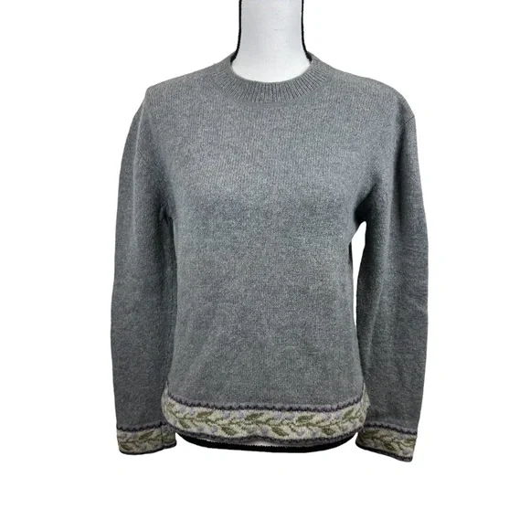 Woolrich Women's Wool Pewter Gray Sweater
with Hem and Cuff Accents Size M - Picture 3 of 16